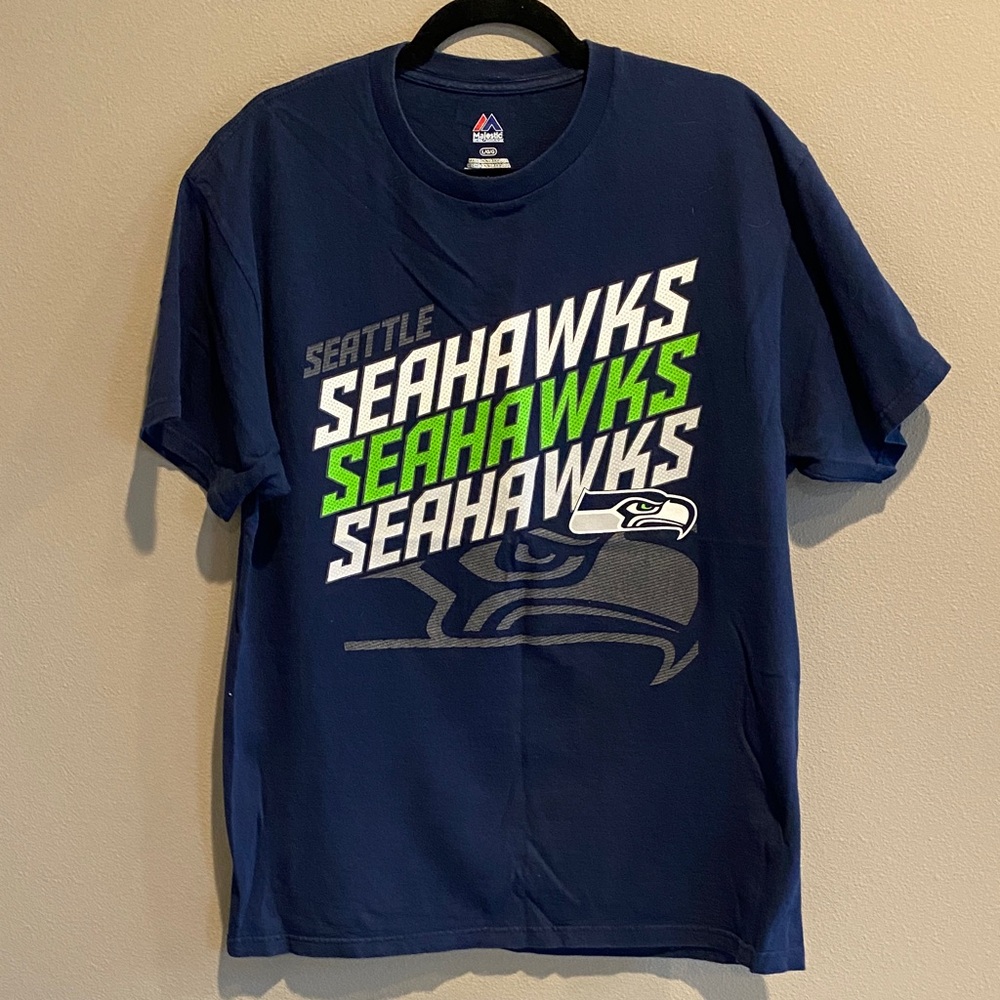 Majestic Blue Seahawks Short Sleeve Tee